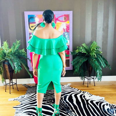 The Bachla Green Ruffled Dress