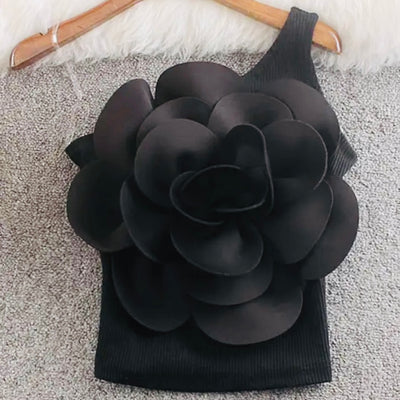 The Sayla Large Oversized Flower Black Shirt