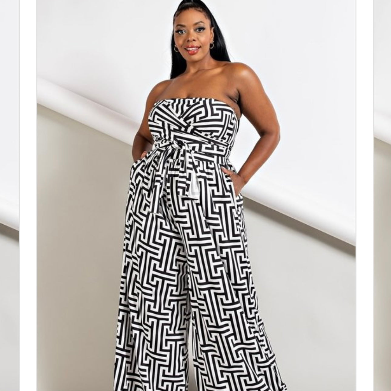 The Hatia Plus Size Black and White Two-Piece Lux Pants Set