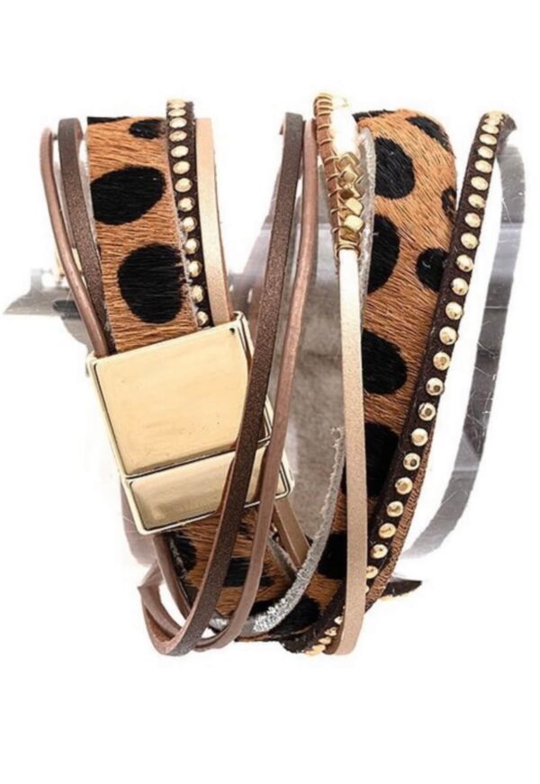 Studded Animal Print Wrap Watch Band