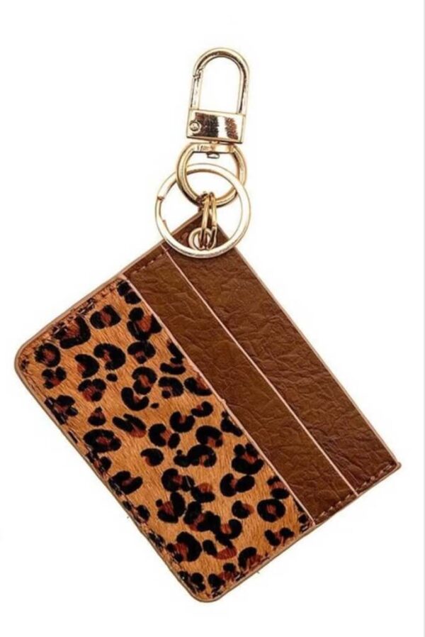 Exotic Animal Print Leather Clutch with keychain hook - Mini Wallet