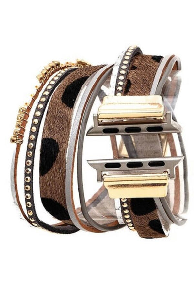 Studded Animal Print Wrap Watch Band