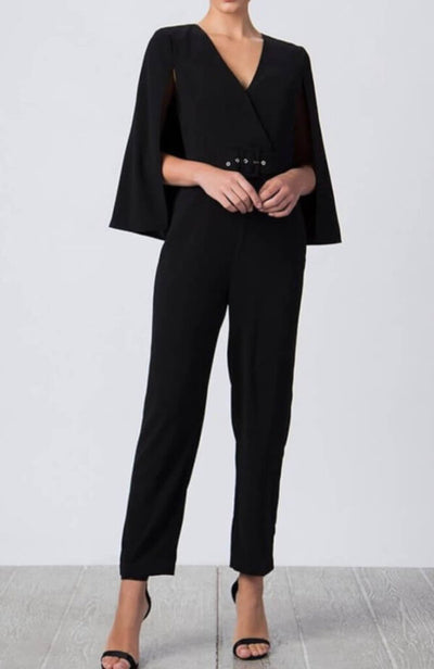 Black Short Cape Jumpsuit The Lalah