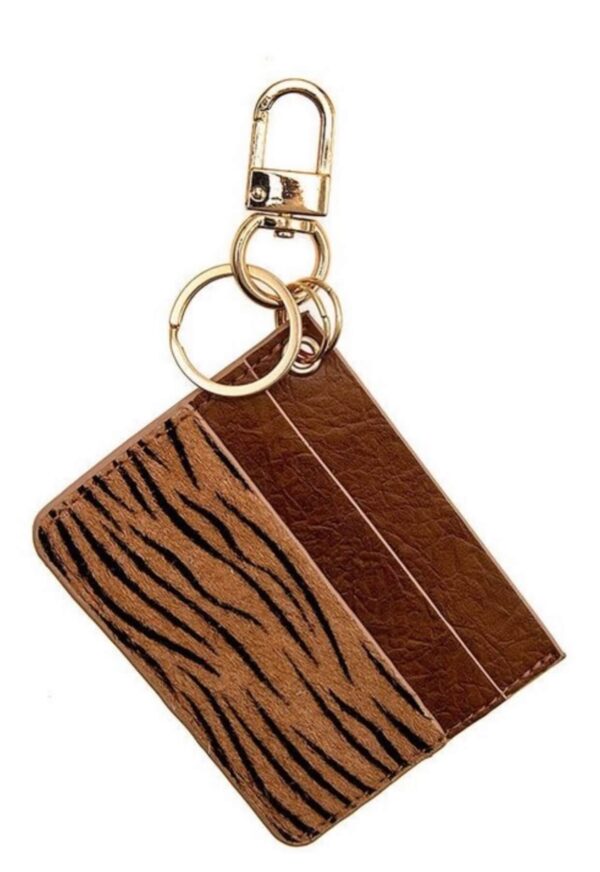 Exotic Animal Print Leather Clutch with keychain hook - Mini Wallet