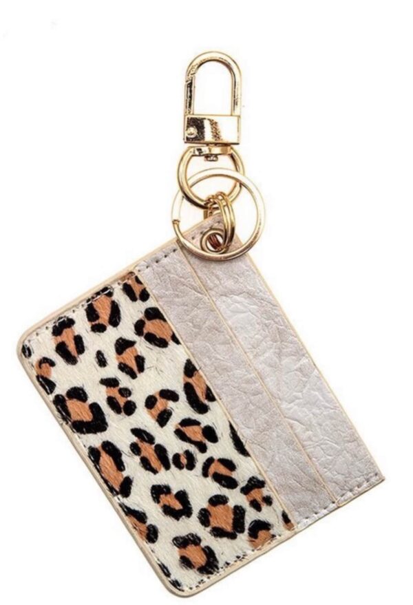 Exotic Animal Print Leather Clutch with keychain hook - Mini Wallet